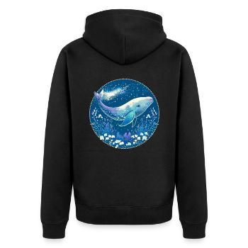 Wal, Meer, Walfisch, Unterwasser, Korallen, Natur - Unisex Premium Bio Zip Hoodie - Schwarz - Hinten - Nico (187cm)