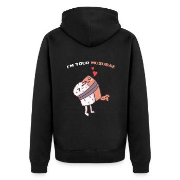 I'm Your Musubae Valentinstag Kawaii Hawaii Mus - Unisex Premium Bio Zip Hoodie - Schwarz - Hinten - Nico (187cm)