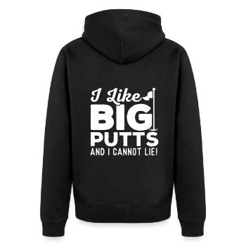 Ich mag große Putts und kann nicht lügen - Golf Lover Gol - Unisex Premium Bio Zip Hoodie - Schwarz - Hinten - Nico (187cm)