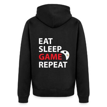 Eat Sleep Game Repeat Video Game - Unisex Premium Organic Zip Hoodie - black - Back - Nico (187cm)
