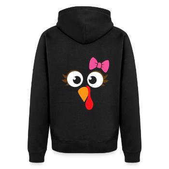 Dinde Face Fille Pink Bow | Cadeau de Thanksgiving pour enfants - Veste à capuche bio Premium Unisexe - noir - Dos - Nico (187cm)
