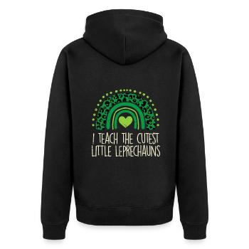 Ich unterrichte den süßesten kleinen Kobold St. Patricks D - Unisex Premium Bio Zip Hoodie - Schwarz - Hinten - Nico (187cm)