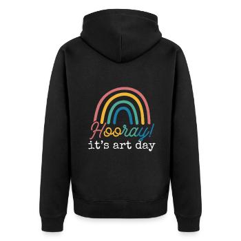 Hooray It's Art Day Art Teacher Rainbow - Unisex Premium Organic Zip Hoodie - black - Back - Nico (187cm)