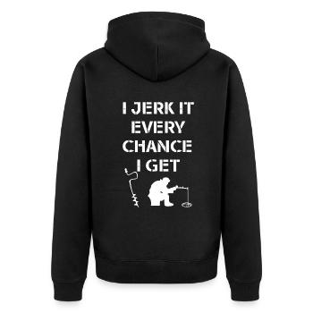 Funny Ice Fishing Quote for Frozen Lake Fishermand - Unisex Premium Organic Zip Hoodie - black - Back - Nico (187cm)