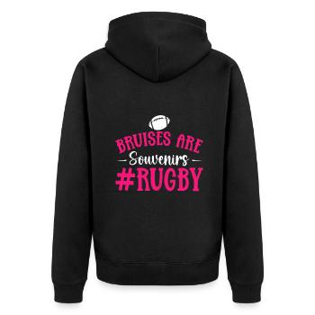 Rugbys Funny Rugby Player Bruises Are Souvenirs Ru - Unisex Premium Organic Zip Hoodie - black - Back - Nico (187cm)