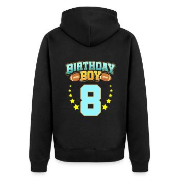 8. Geburtstag für Jungen Fußball 8 Jahre alt Kinder Gi - Unisex Premium Bio Zip Hoodie - Schwarz - Hinten - Nico (187cm)
