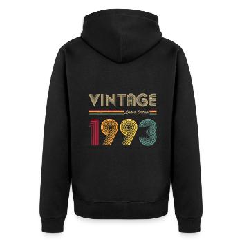 Millésime 1993 Hommes Femmes 30e anniversaire 30 ans G - Veste à capuche bio Premium Unisexe - noir - Dos - Nico (187cm)