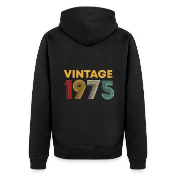 Vintage 1975 48th Birthday Gift Men Women 48 Years - Unisex Premium Organic Zip Hoodie - black - Back - Nico (187cm)