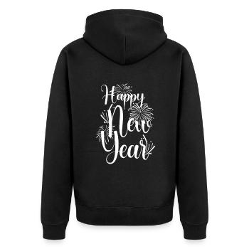 Silvester 2023 Feier Party Geschenk Happy Ne - Unisex Premium Bio Zip Hoodie - Schwarz - Hinten - Nico (187cm)