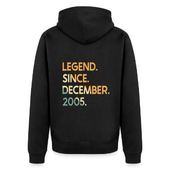17 ans de légende vintage depuis décembre 2005 17ème B - Veste à capuche bio Premium Unisexe - noir - Dos - Nico (187cm)