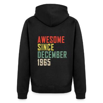 58e anniversaire génial depuis décembre 1965 - Veste à capuche bio Premium Unisexe - noir - Dos - Nico (187cm)