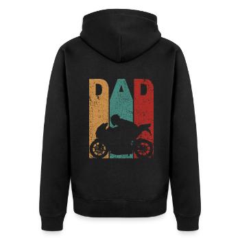 Vintage Sport Bike Papa Vatertag Geschenk Biker Moto - Unisex Premium Bio Zip Hoodie - Schwarz - Hinten - Nico (187cm)