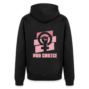 Feministische Frauenrechtsgerechtigkeit - Feminismus Pro Abor - Unisex Premium Bio Zip Hoodie - Schwarz - Hinten - Nico (187cm)