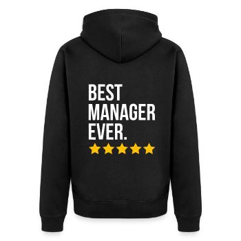 Bester Manager aller Zeiten Lustiger Verwalter - Unisex Premium Bio Zip Hoodie - Schwarz - Hinten - Nico (187cm)