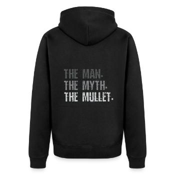 Mullet, The Man The Myth The Mullet - Unisex Premium Organic Zip Hoodie - black - Back - Nico (187cm)