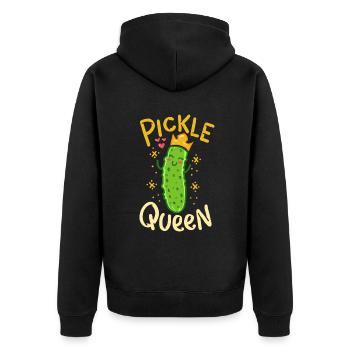 Gurkenkönigin Vegan Lustiges Gurkengemüse - Unisex Premium Bio Zip Hoodie - Schwarz - Hinten - Nico (187cm)