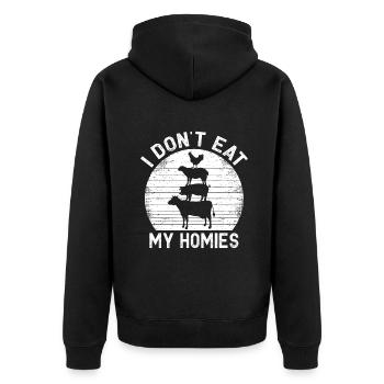 Végétarien Je ne mange pas mes homies Femmes Hommes Drôle V - Veste à capuche bio Premium Unisexe - noir - Dos - Nico (187cm)