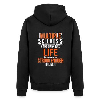 Sclérose en plaques La vie est suffisamment forte Sensibilisation à la SP - Veste à capuche bio Premium Unisexe - noir - Dos - Nico (187cm)