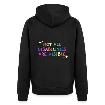 Nicht alle Behinderungen sind sichtbar und behindertengerecht - Unisex Premium Bio Zip Hoodie - Schwarz - Hinten - Nico (187cm)