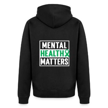 Psychische Gesundheit ist wichtig | Bewusstsein für psychische Gesundheit - Unisex Premium Bio Zip Hoodie - Schwarz - Hinten - Nico (187cm)