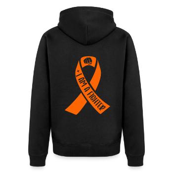Sclérose en plaques Je suis un combattant Ruban orange MS - Veste à capuche bio Premium Unisexe - noir - Dos - Nico (187cm)