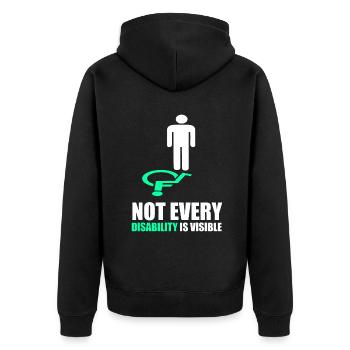 Nicht jede Behinderung ist sichtbar - Disability Aware - Unisex Premium Bio Zip Hoodie - Schwarz - Hinten - Nico (187cm)