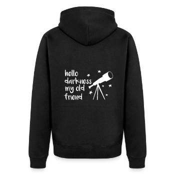 Hallo Dunkelheit Mein alter Freund Teleskop Stern Astron - Unisex Premium Bio Zip Hoodie - Schwarz - Hinten - Nico (187cm)