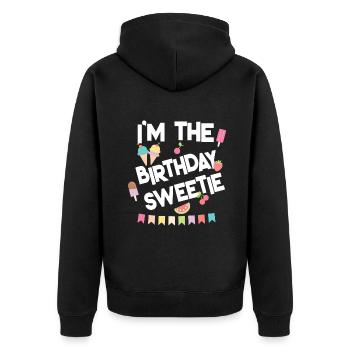 Lustige Eiscreme-Leckereien Ich bin das Geburtstags-Sweetie-Mädchen - Unisex Premium Bio Zip Hoodie - Schwarz - Hinten - Nico (187cm)