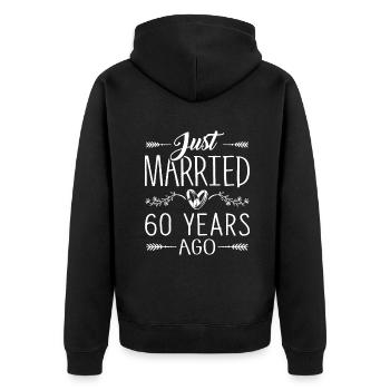 60e anniversaire de mariage - 60 ans mariage jumelé - Veste à capuche bio Premium Unisexe - noir - Dos - Nico (187cm)