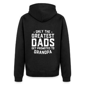Größte Väter werden zum Opa befördert - Unisex Premium Bio Zip Hoodie - Schwarz - Hinten - Nico (187cm)
