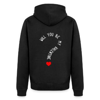 Will You Be My Valentine? Heart Valentine's Daykis - Unisex Premium Organic Zip Hoodie - black - Back - Nico (187cm)