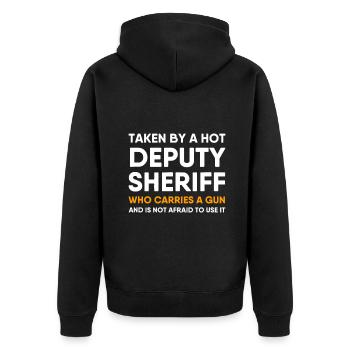Deputy Sheriff Freundin Freund Ehefrau Ehemann F - Unisex Premium Bio Zip Hoodie - Schwarz - Hinten - Nico (187cm)