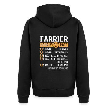 Lustige Hufschmied-Geschenke - Hufschmied-Stundensatz - Unisex Premium Bio Zip Hoodie - Schwarz - Hinten - Nico (187cm)