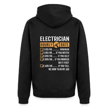 Cadeaux drôles d’électricien - Électricien Taux horaire - Veste à capuche bio Premium Unisexe - noir - Dos - Nico (187cm)