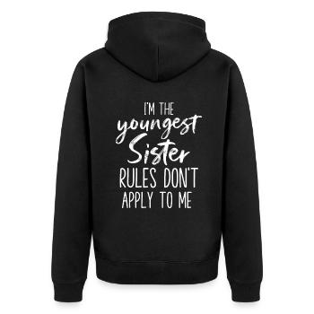 Les règles de la plus jeune sœur ne s’appliquent pas à moi drôle Sibl - Veste à capuche bio Premium Unisexe - noir - Dos - Nico (187cm)