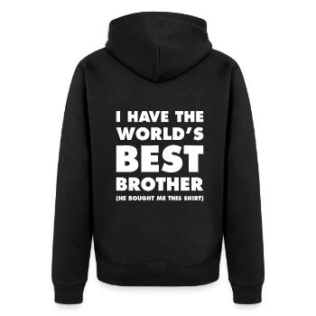 Ich habe den besten Bruder der Welt - Unisex Premium Bio Zip Hoodie - Schwarz - Hinten - Nico (187cm)