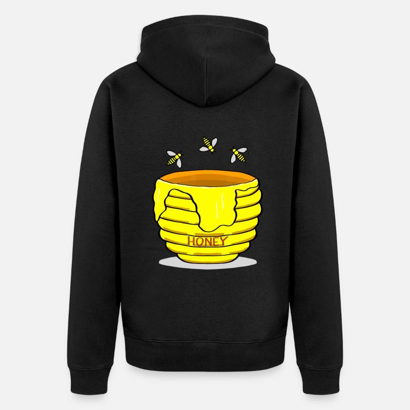 Honigtopf mit Honigbienen süßes Geschenk - Unisex Premium Bio Zip Hoodie - Schwarz