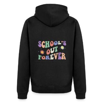 Die Schule ist für immer aus Lehrerpensionierung Boho Flowe - Unisex Premium Bio Zip Hoodie - Schwarz - Hinten - Nico (187cm)