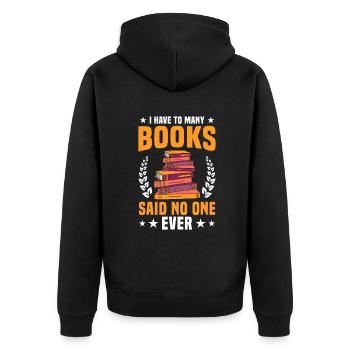 Bookworm & Reading Lover Book Addict - Unisex Premium Organic Zip Hoodie - black - Back - Nico (187cm)