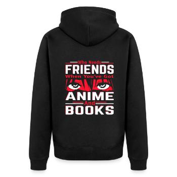 Anime Mange Friends Bücher Japan Otaku Cosplay Sayi - Unisex Premium Bio Zip Hoodie - Schwarz - Hinten - Nico (187cm)