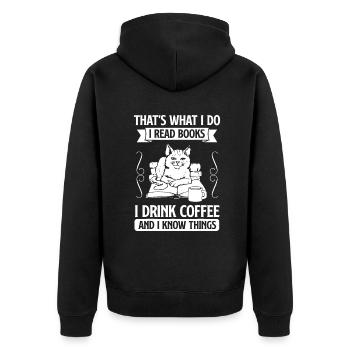 C’est ce que je fais Lire des livres Je bois du café et je K - Veste à capuche bio Premium Unisexe - noir - Dos - Nico (187cm)