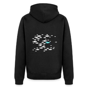 Fish swim against the current in the sea - Unisex Premium Organic Zip Hoodie - black - Back - Nico (187cm)