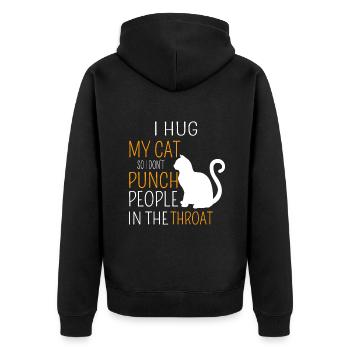 Lustig, ich umarme meine Katzen, damit ich die Leute nicht in die - Unisex Premium Bio Zip Hoodie - Schwarz - Hinten - Nico (187cm)