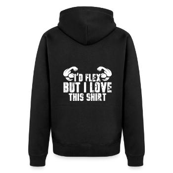I'd Flex But I Love Thisid flex but i love thisI'd - Unisex Premium Organic Zip Hoodie - black - Back - Nico (187cm)