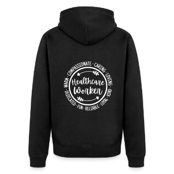 Beschäftigte im Gesundheitswesen Leben Grundlegende Gesundheitsversorgung - Unisex Premium Bio Zip Hoodie - Schwarz - Hinten - Nico (187cm)