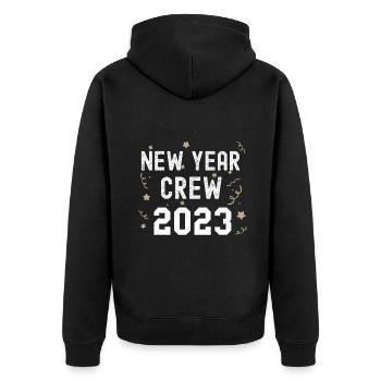 New Year Crew 2023 Lustiger passender Party-Pyjama - Unisex Premium Bio Zip Hoodie - Schwarz - Hinten - Nico (187cm)