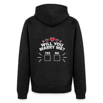 Will You Marry Me Proposal Graphic Wedding Engagem - Unisex Premium Organic Zip Hoodie - black - Back - Nico (187cm)