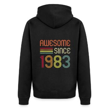 Awesome Since 1983 40th Birthday Retro - Unisex Premium Organic Zip Hoodie - black - Back - Nico (187cm)