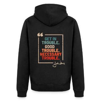 Soziale John Lewis Tee Bekommen Gutes Notwendig - Unisex Premium Bio Zip Hoodie - Schwarz - Hinten - Nico (187cm)
