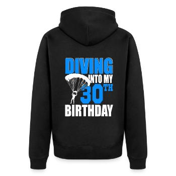 Plonger dans mon 30e anniversaire Joyeux anniversaire - Veste à capuche bio Premium Unisexe - noir - Dos - Nico (187cm)